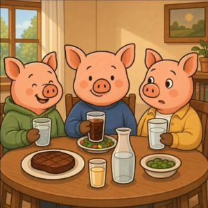 Three Little Pigs went out to dinner one night!