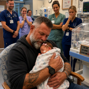 Nobody Could Understand Why a Tough-Looking Biker Refused to Put Down a Crying NICU Baby — Until the Name Tattooed on His Wrist Broke Everyone’s Heart